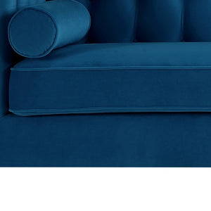 HomeRoots 83" Navy Blue Velvet Sofa – Luxurious Comfort with Elegant Design & Toss Pillows for Stylish Living 543953