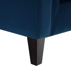 HomeRoots 83" Navy Blue Velvet Sofa – Luxurious Comfort with Elegant Design & Toss Pillows for Stylish Living 543953