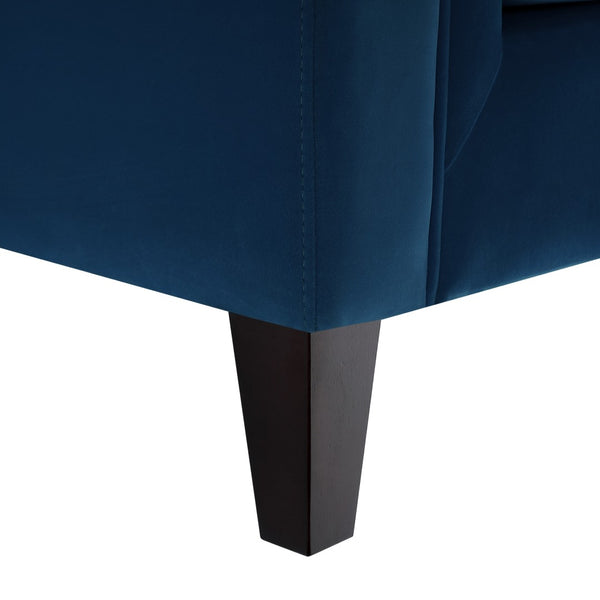 HomeRoots 83" Navy Blue Velvet Sofa – Luxurious Comfort with Elegant Design & Toss Pillows for Stylish Living 543953