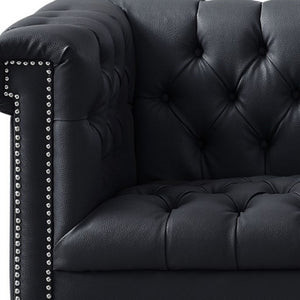 HomeRoots 85" Black Faux Leather Sofa – Stylish, Durable, and Comfortable for Modern Living Spaces, Seats 3! 543960