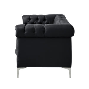 HomeRoots 85" Black Faux Leather Sofa – Stylish, Durable, and Comfortable for Modern Living Spaces, Seats 3! 543960