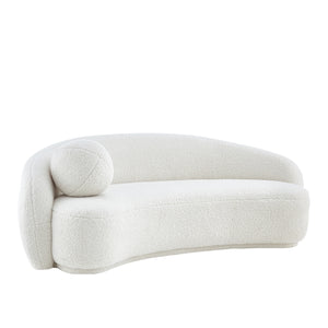 Homeroots 85" Cream Sherpa Curved Sofa And Toss Pillow With Legs Cream White  543965
