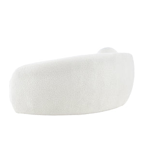 Homeroots 85" Cream Sherpa Curved Sofa And Toss Pillow With Legs Cream White  543965