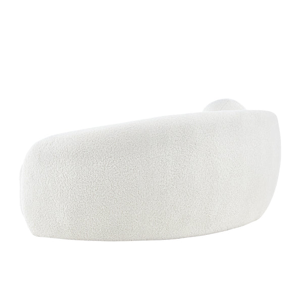 Homeroots 85" Cream Sherpa Curved Sofa And Toss Pillow With Legs Cream White  543965