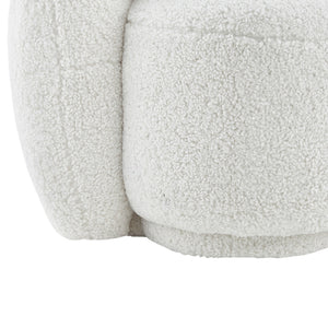 Homeroots 85" Cream Sherpa Curved Sofa And Toss Pillow With Legs Cream White  543965