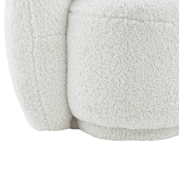 Homeroots 85" Cream Sherpa Curved Sofa And Toss Pillow With Legs Cream White  543965