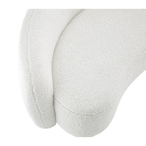 Homeroots 85" Cream Sherpa Curved Sofa And Toss Pillow With Legs Cream White  543965