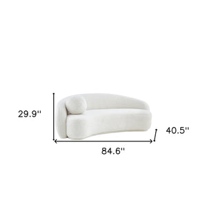 Homeroots 85" Cream Sherpa Curved Sofa And Toss Pillow With Legs Cream White  543965