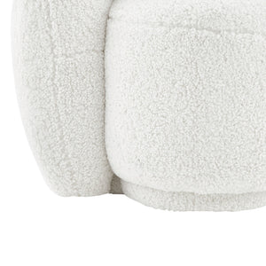 Homeroots 85" White Sherpa Curved Sofa And Toss Pillow With Legs White  543966