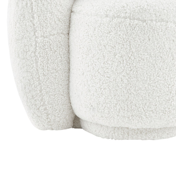 Homeroots 85" White Sherpa Curved Sofa And Toss Pillow With Legs White  543966