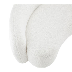 Homeroots 85" White Sherpa Curved Sofa And Toss Pillow With Legs White  543966