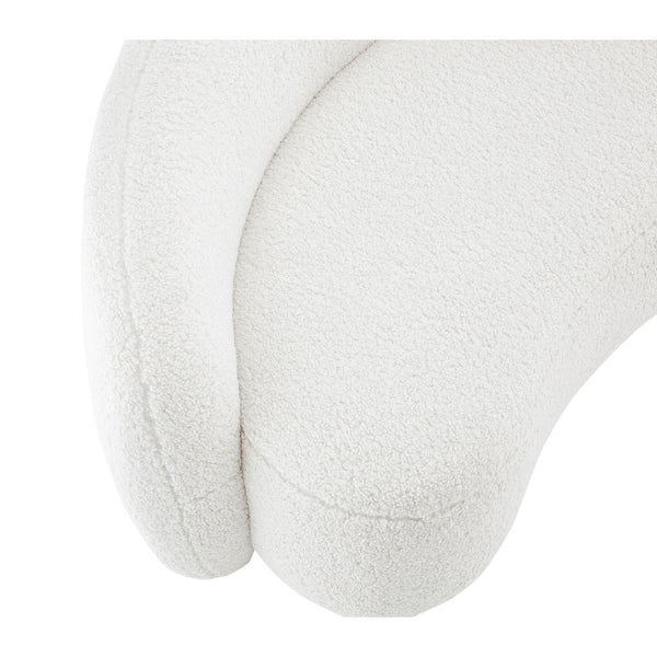 Homeroots 85" White Sherpa Curved Sofa And Toss Pillow With Legs White  543966