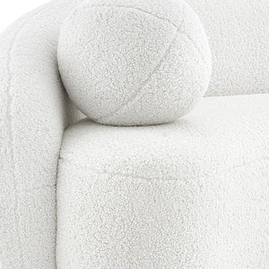 Homeroots 85" White Sherpa Curved Sofa And Toss Pillow With Legs White  543966