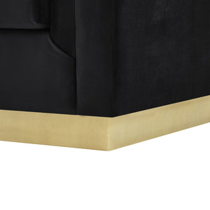 HomeRoots 84" Black Velvet Sofa with Solid Wood Frame - Elegant Design, Gold Legs & Plush Comfort for 3 543967