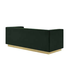 Homeroots 84" Hunter Green Velvet Sofa With Gold Legs Hunter Green  543969