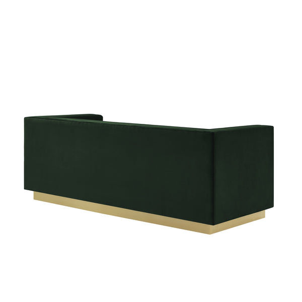 Homeroots 84" Hunter Green Velvet Sofa With Gold Legs Hunter Green  543969