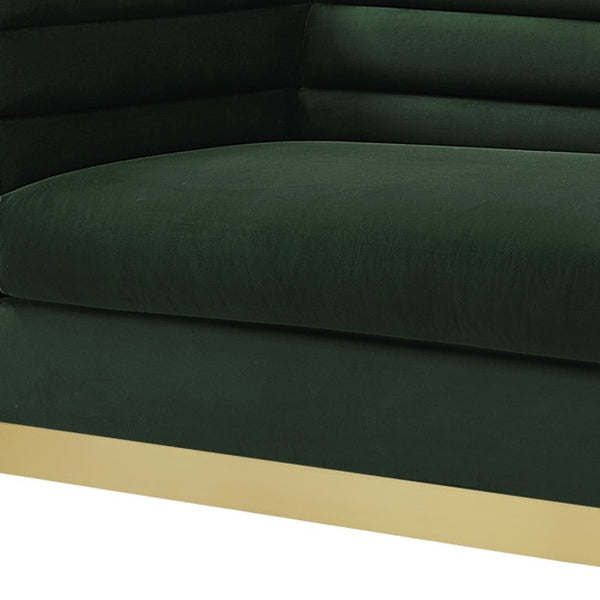 Homeroots 84" Hunter Green Velvet Sofa With Gold Legs Hunter Green  543969