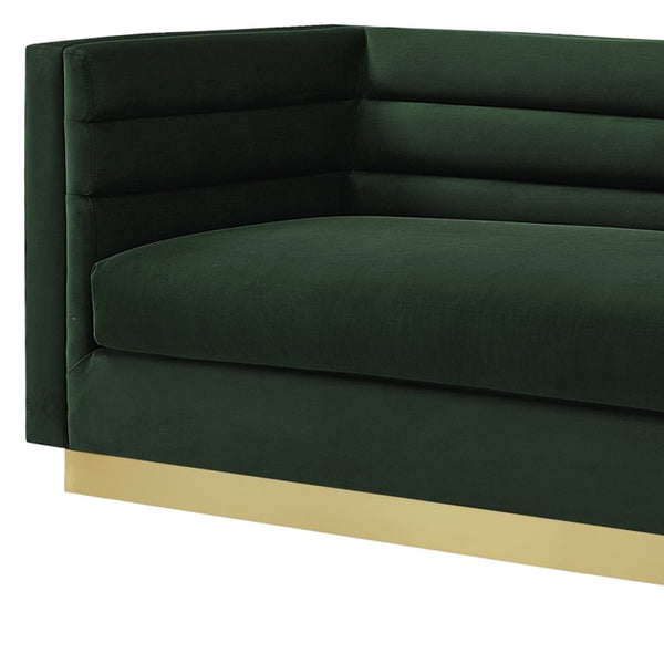 Homeroots 84" Hunter Green Velvet Sofa With Gold Legs Hunter Green  543969