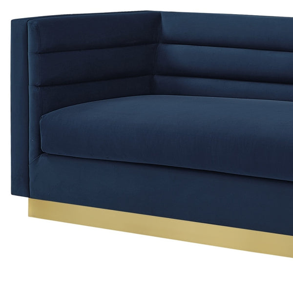 Homeroots 84" Navy Blue Velvet Sofa With Legs Navy  543970