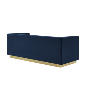 Homeroots 84" Navy Blue Velvet Sofa With Legs Navy  543970