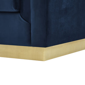 Homeroots 84" Navy Blue Velvet Sofa With Legs Navy  543970