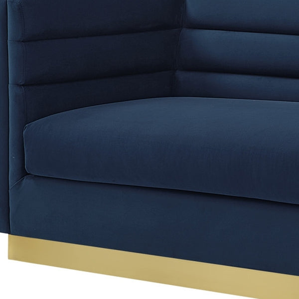 Homeroots 84" Navy Blue Velvet Sofa With Legs Navy  543970