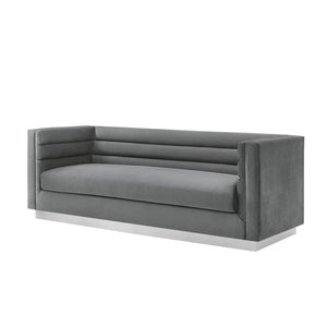 HomeRoots 84" Dark Gray Velvet Sofa with Solid Wood Frame – Luxurious Seating, Modern Elegance, No Assembly! 543971