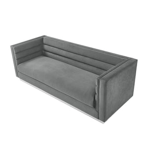 HomeRoots 84" Dark Gray Velvet Sofa with Solid Wood Frame – Luxurious Seating, Modern Elegance, No Assembly! 543971