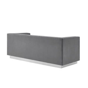 HomeRoots 84" Dark Gray Velvet Sofa with Solid Wood Frame – Luxurious Seating, Modern Elegance, No Assembly! 543971