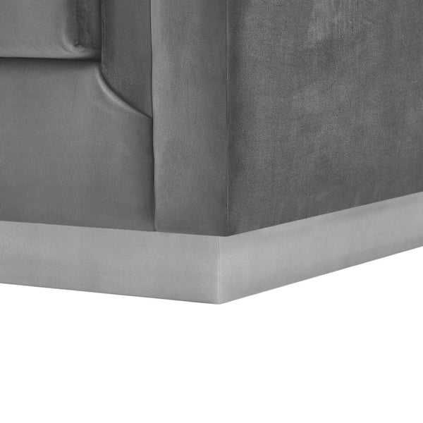 HomeRoots 84" Dark Gray Velvet Sofa with Solid Wood Frame – Luxurious Seating, Modern Elegance, No Assembly! 543971