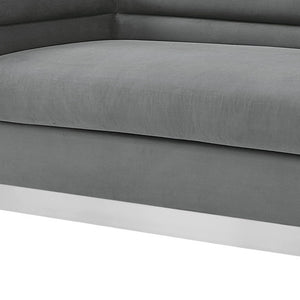 HomeRoots 84" Dark Gray Velvet Sofa with Solid Wood Frame – Luxurious Seating, Modern Elegance, No Assembly! 543971