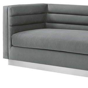 HomeRoots 84" Dark Gray Velvet Sofa with Solid Wood Frame – Luxurious Seating, Modern Elegance, No Assembly! 543971