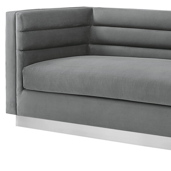 HomeRoots 84" Dark Gray Velvet Sofa with Solid Wood Frame – Luxurious Seating, Modern Elegance, No Assembly! 543971