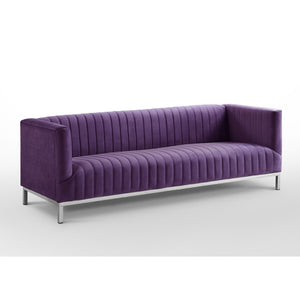HomeRoots 85" Bold Purple Velvet Sofa with Plush Upholstery, Tufted Back & Durable Wood Frame for Style 543975