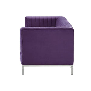 HomeRoots 85" Bold Purple Velvet Sofa with Plush Upholstery, Tufted Back & Durable Wood Frame for Style 543975