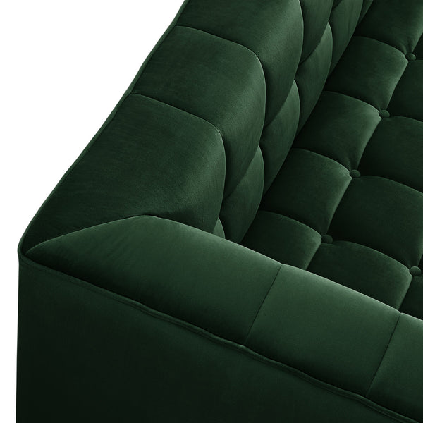 Homeroots 88" Hunter Green Velvet Sofa And Toss Pillows With Clear Legs Hunter Green  543978
