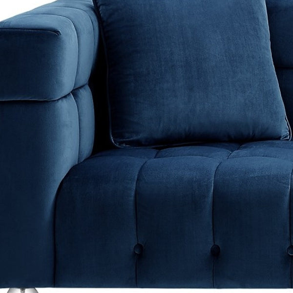 Homeroots 88" Navy Blue Velvet Sofa And Toss Pillows With Clear Legs Navy  543979