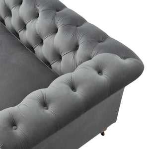 HomeRoots 93" Dark Gray Velvet Chesterfield Sofa - Classic Elegance with Modern Comfort for Stylish Living Spaces 543983