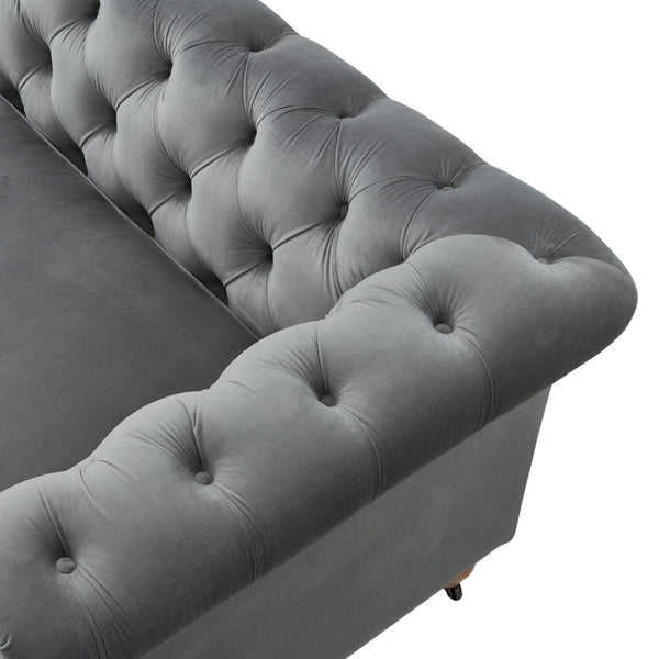HomeRoots 93" Dark Gray Velvet Chesterfield Sofa - Classic Elegance with Modern Comfort for Stylish Living Spaces 543983