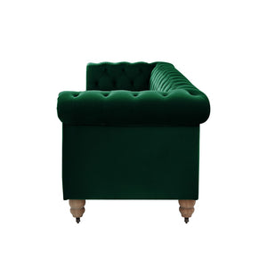 HomeRoots 93" Hunter Green Velvet Chesterfield Sofa - Luxurious Comfort, Classic Design, Perfect for Any Space 543985