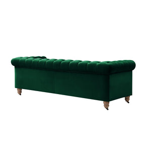 HomeRoots 93" Hunter Green Velvet Chesterfield Sofa - Luxurious Comfort, Classic Design, Perfect for Any Space 543985