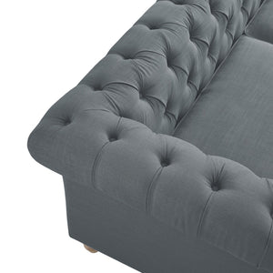 HomeRoots 92" Dark Gray Linen Chesterfield Sofa - Elegant, Durable Design with Tufted Back for Ultimate Comfort 543989