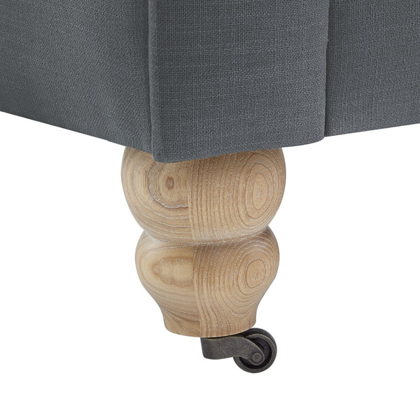 HomeRoots 92" Dark Gray Linen Chesterfield Sofa - Elegant, Durable Design with Tufted Back for Ultimate Comfort 543989