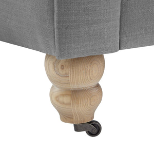 HomeRoots 92" Light Gray Linen Chesterfield Sofa - Elegant, Durable Comfort for Modern Living Spaces & Offices 543991