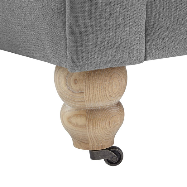 HomeRoots 92" Light Gray Linen Chesterfield Sofa - Elegant, Durable Comfort for Modern Living Spaces & Offices 543991