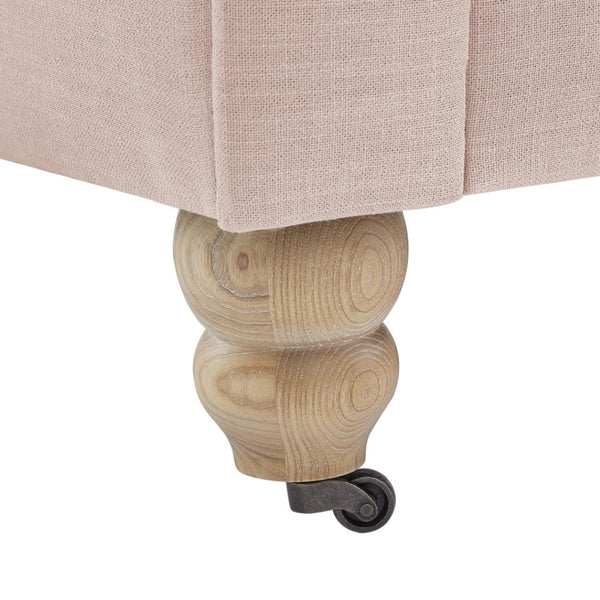 HomeRoots 92" Pink Linen Chesterfield Sofa – Elegant Tufted Design with Durable Wood Frame for Timeless Style 543992