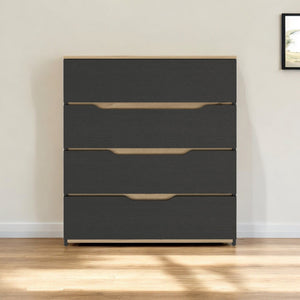 Homeroots 32" Natural And Black Four Drawer Dresser  Manufactured Wood 543993