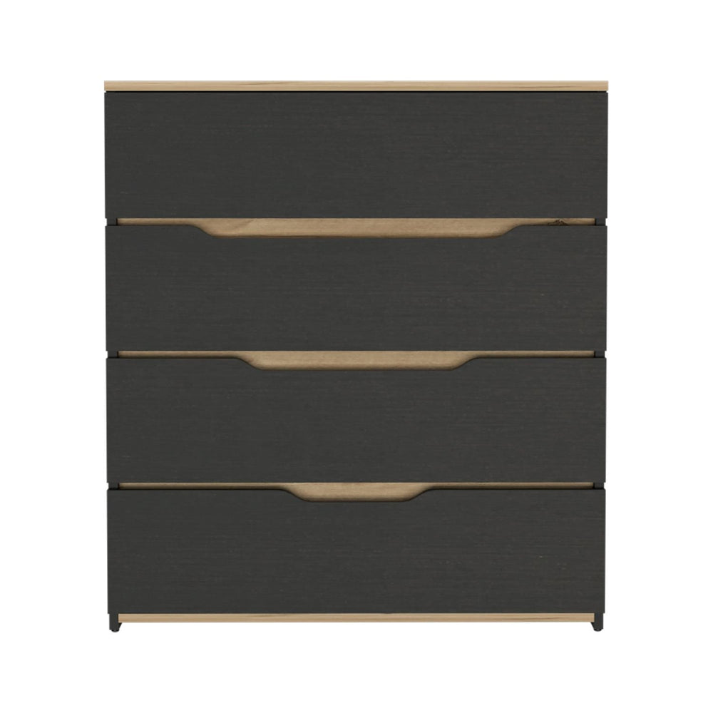 Homeroots 32" Natural And Black Four Drawer Dresser  Manufactured Wood 543993