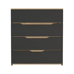 Homeroots 32" Natural And Black Four Drawer Dresser  Manufactured Wood 543993