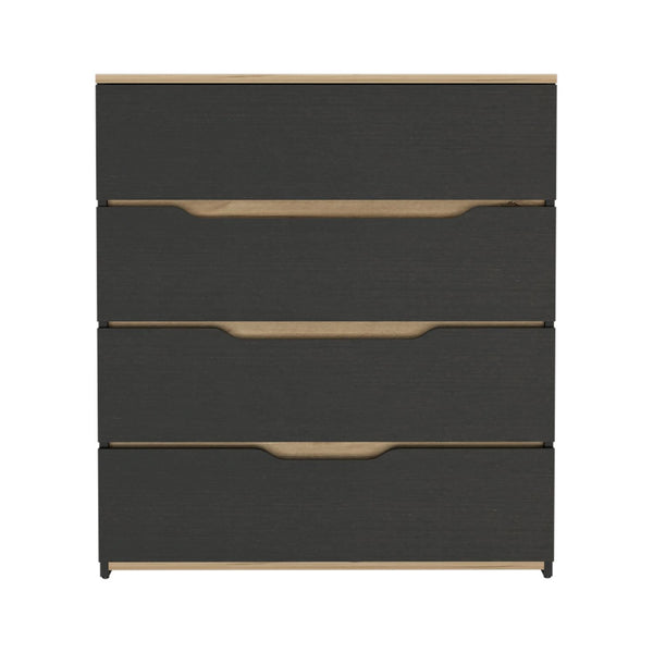 Homeroots 32" Natural And Black Four Drawer Dresser  Manufactured Wood 543993